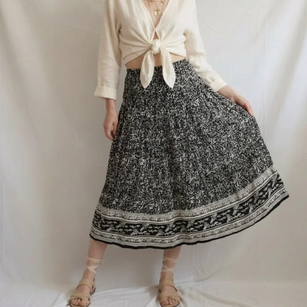 Vintage Derek Heart Boho Broomstick Midi Skirt - Picture 2 of 11
